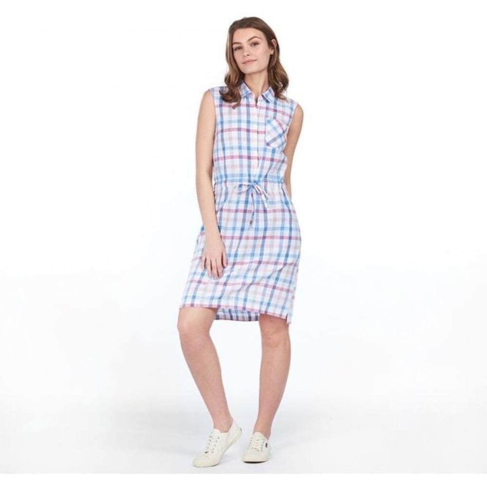Barbour shirt dress plaid, midi size 10